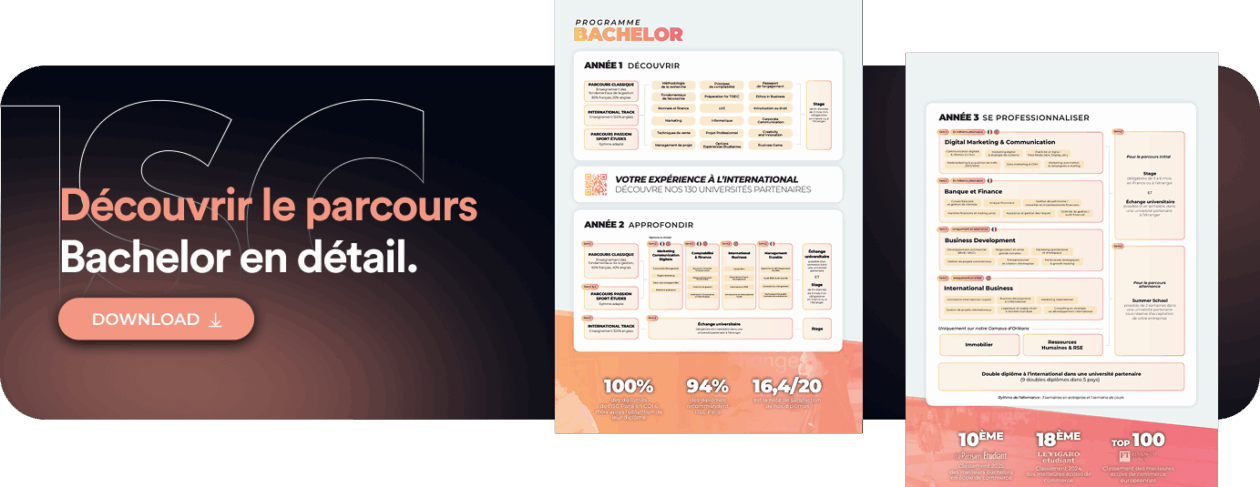 Téléchargement de la brochure Bachelor sur le site de l’ISC Paris.